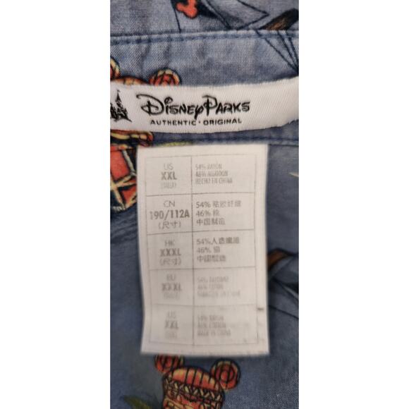 Disney Parks MICKEY MOUSE TIKI ALOHA Hawaiian Shirt Blue Mens XXL - Picture 6 of 6
